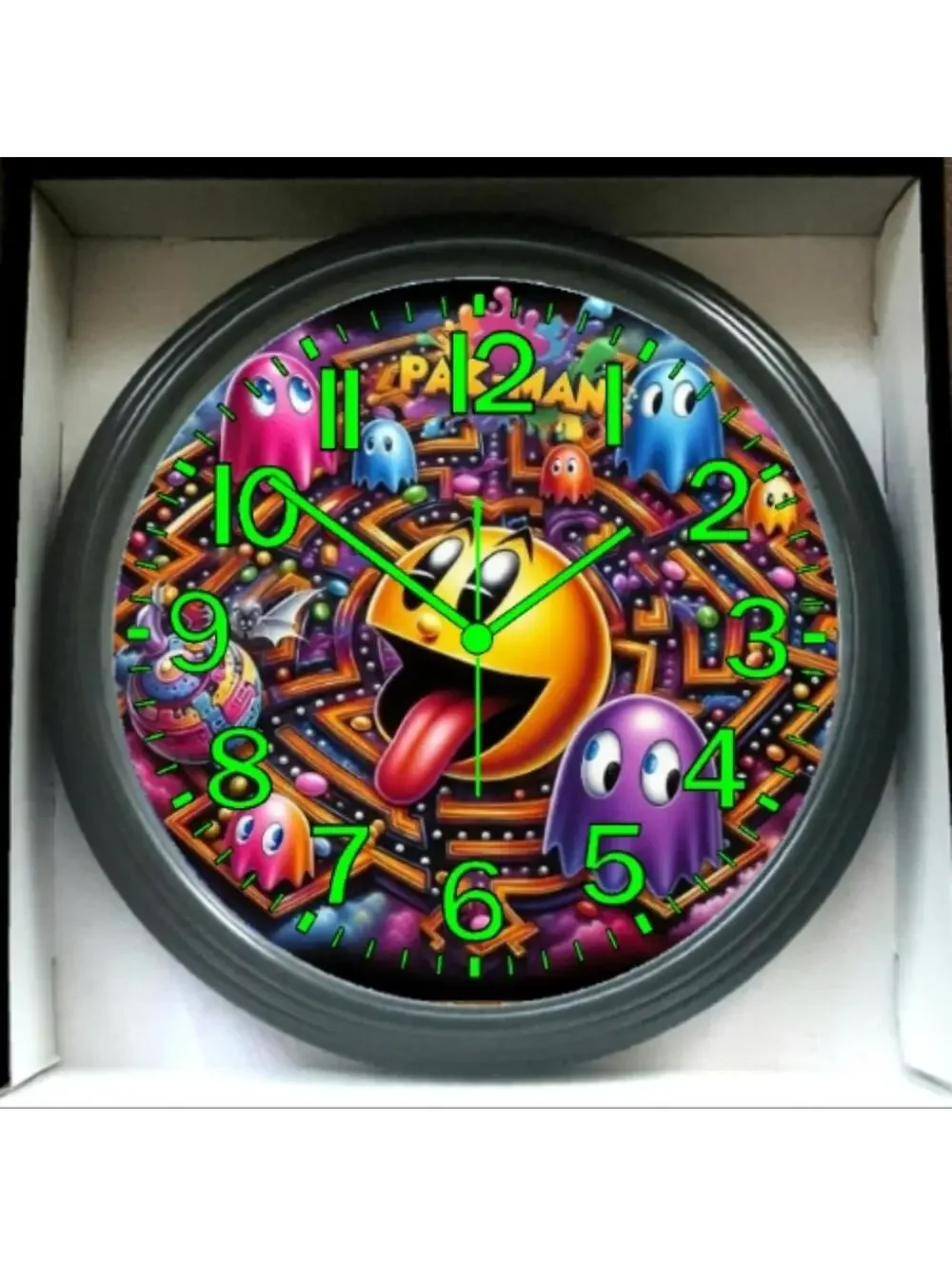 PAC-MAN Glow in the Dark Wall Clock Retro 80s 90s Game Room Man Cave NEW